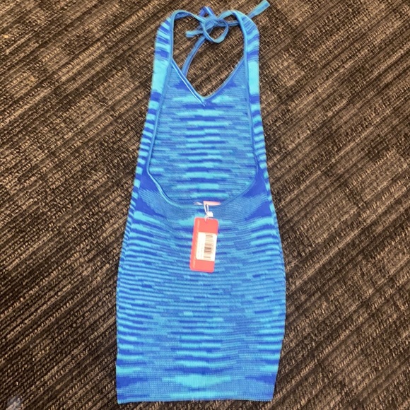 Beginning Boutique Elaina Halter Mini Dress in Blue - Picture 2 of 3